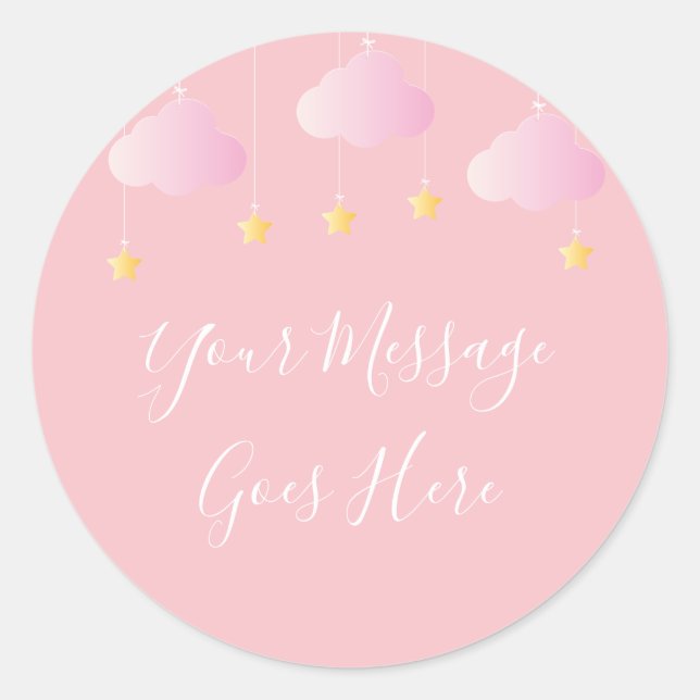 Twinkle winzige kleine Stern Babydusche pink Runder Aufkleber (Vorderseite)