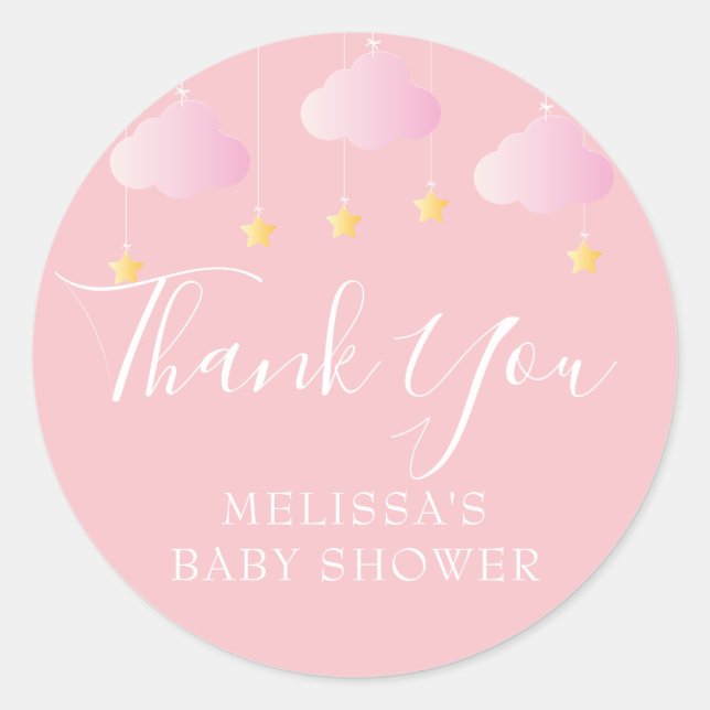 Twinkle winzige kleine Stern Babydusche pink Runder Aufkleber (Vorderseite)