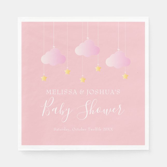 Twinkle winzige kleine Stern Babydusche Softpink Serviette (Vorderseite)