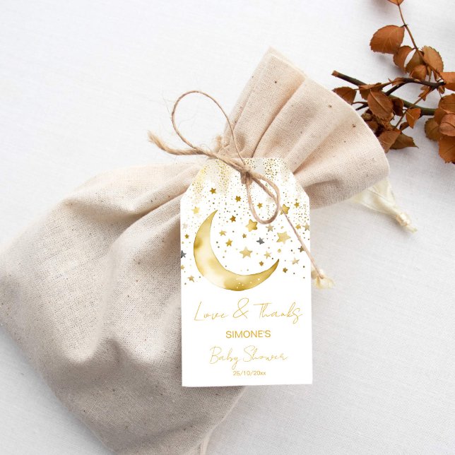 Twinkle winzige kleine Sternendusche Gefallen Geschenkanhänger (Twinkle twinkle little star baby shower favor gift tags white and gold moon stars cute favor tags)