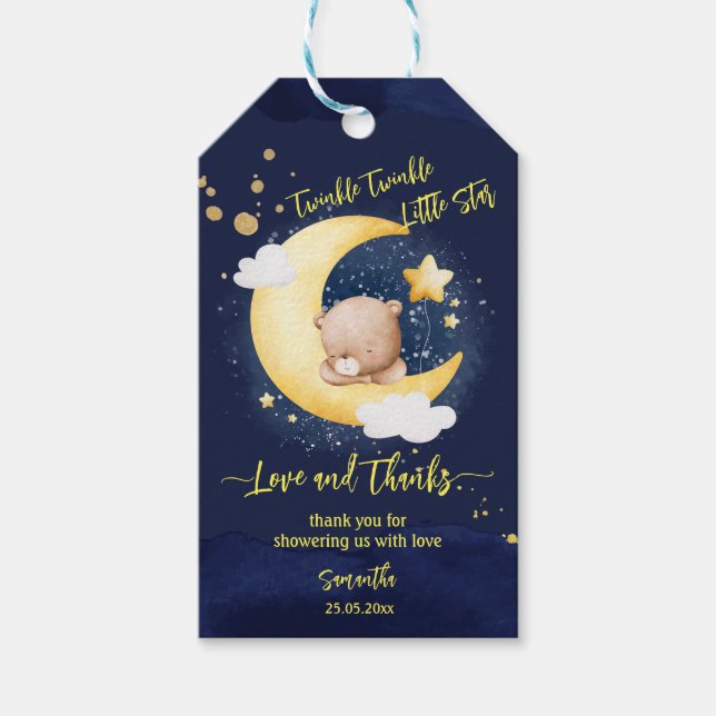 Twinkle winzige Teddy-Babydusche Geschenkanhänger (Vorderseite)