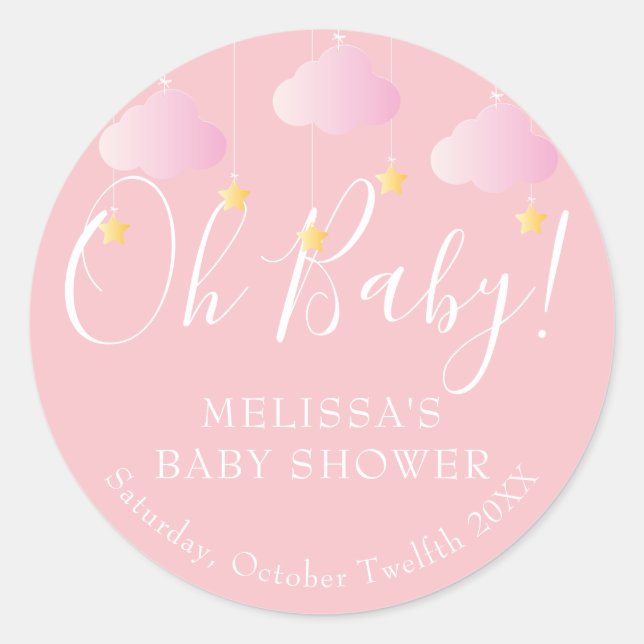 Twinkle winziger Stern Oh Baby Dusche Runder Aufkleber (Vorderseite)