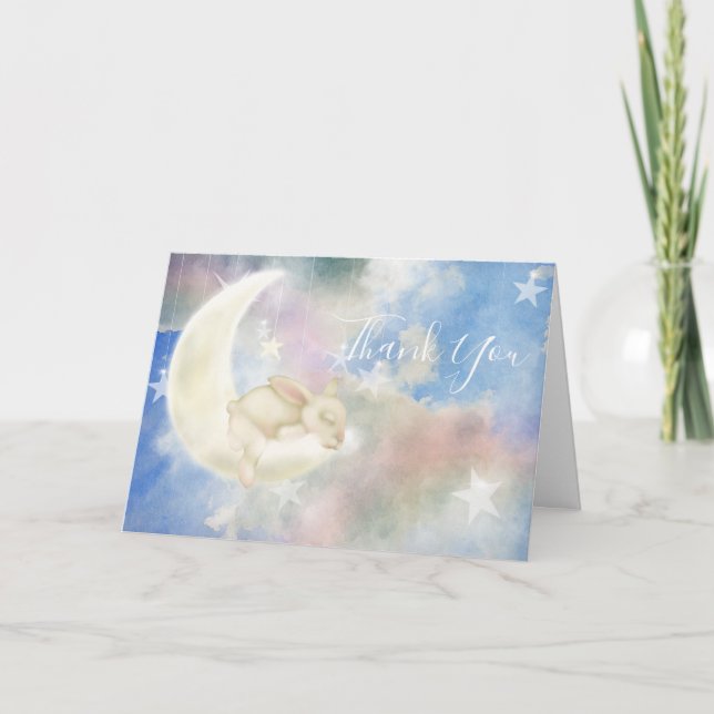 Twinkles Baby Bunny Sweet Dreams | Himmel und Wolk Dankeskarte (Vorderseite)
