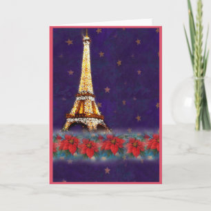 Twinkling Eiffel Tower Frohe Noel Feiertagskarte