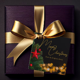 Twinkling Gold Lights Modern Merry Christmas Party Geschenkanhänger