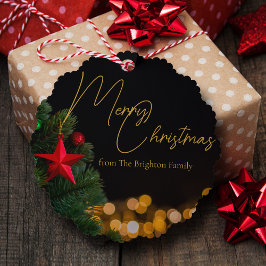 Twinkling Gold Lights Moderne frohe Weihnachten Ornament Karte