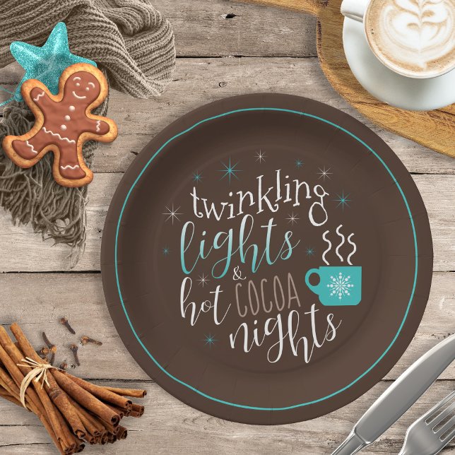Twinkling Lights Hot Cocoa Nights ID593 Pappteller (Von Creator hochgeladen)