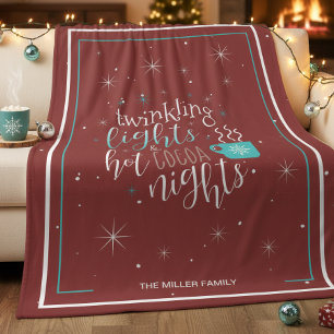 Twinkling Lights Hot Cocoa Nights Typografie ID593 Fleecedecke