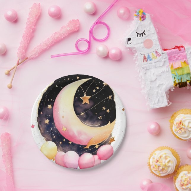 Twinkling Moon & Stars Kindermädchendusche Pappteller (Party)