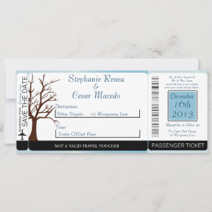 Twinkling Snow Boarding Pass Hochzeit Einladung