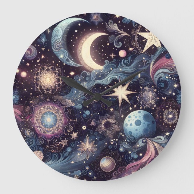 Twinkling Stardust Große Wanduhr (Vorderseite)