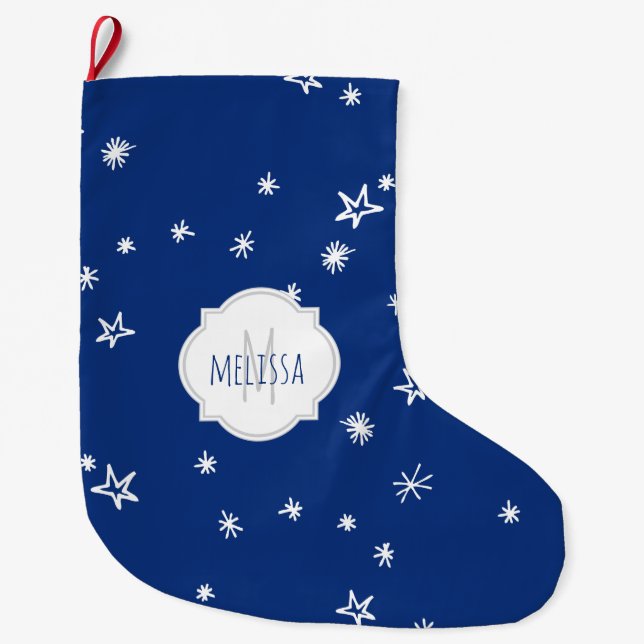 Twinkling Stars Monogram Weihnachtszeit Strumpf Großer Weihnachtsstrumpf (Vorderseite)