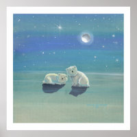 Twinkling Winter Polar Bären Cubs Poster drucken