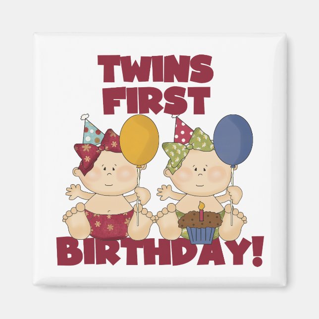 Twins 1. Geburtstag - Girls Tshirts und Geschenke Magnet (Vorne)