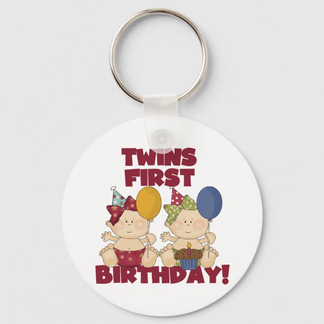 Twins 1. Geburtstag - Girls Tshirts und Geschenke Schlüsselanhänger (Vorderseite)