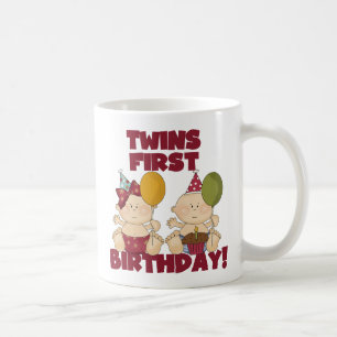 Twins 1. Geburtstag Junge/Mädchen T - Shirt und Ge Kaffeetasse