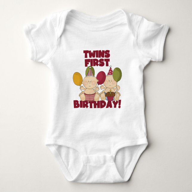 Twins 1. Geburtstag - Jungen T - Shirt und Geschen (Vorderseite)