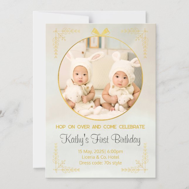twins 1er anniversaire invitations (Recto)