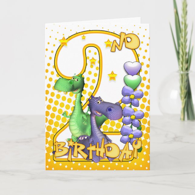 Twins 2e carte d'anniversaire - Cute Little Dragon (Devant)