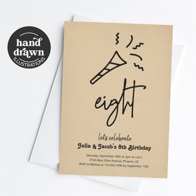 Twins 8e Anniversaire Fête Invitation (Créateur téléchargé)