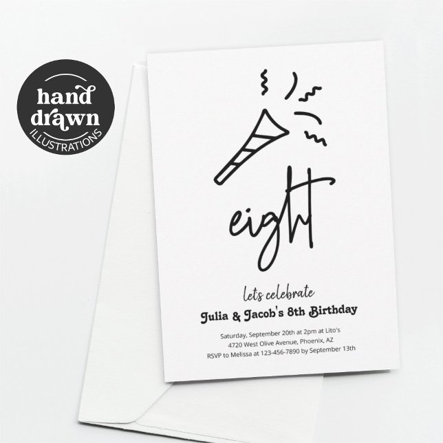 Twins 8e Anniversaire Fête Invitation (Créateur téléchargé)