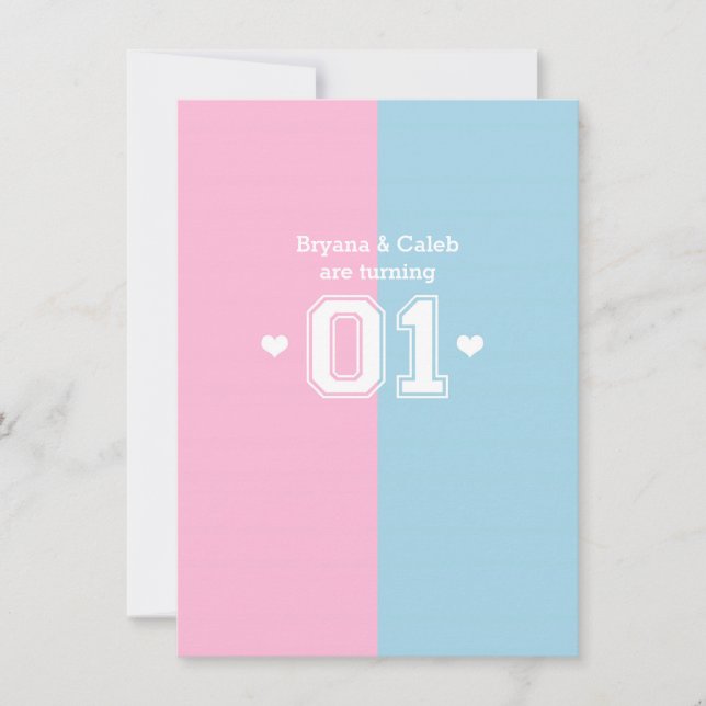 Twins Athletic 01 1er Anniversaire Fête Invitation (Devant)