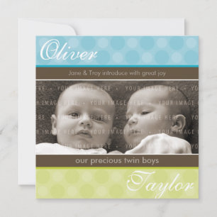 TWINS BABY ANNOUNCEMENT :: harmony 3SQ Einladung