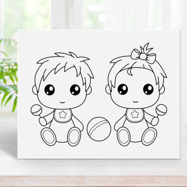 Twins Baby Boy Girl Coloring Page Poster (Von Creator hochgeladen)