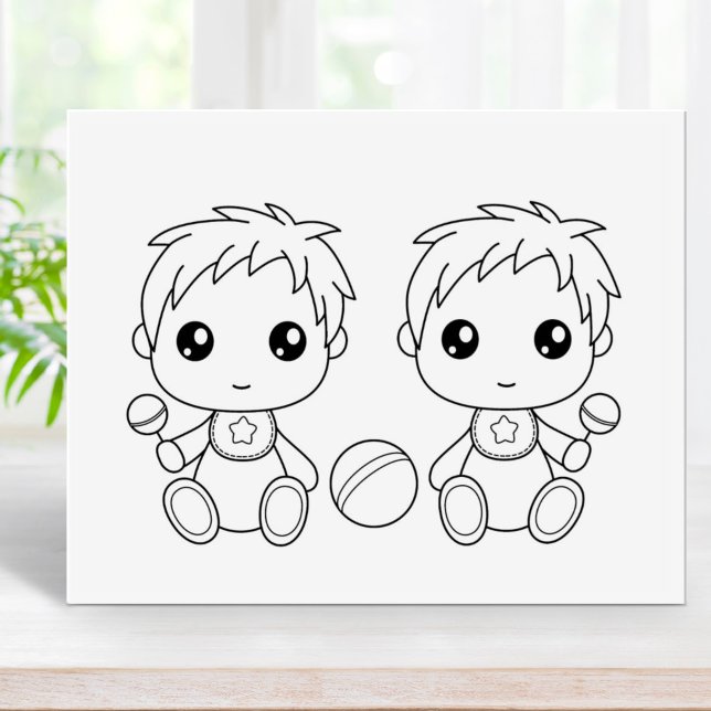 Twins Baby Boys Coloring Page Gummistempel (Von Creator hochgeladen)