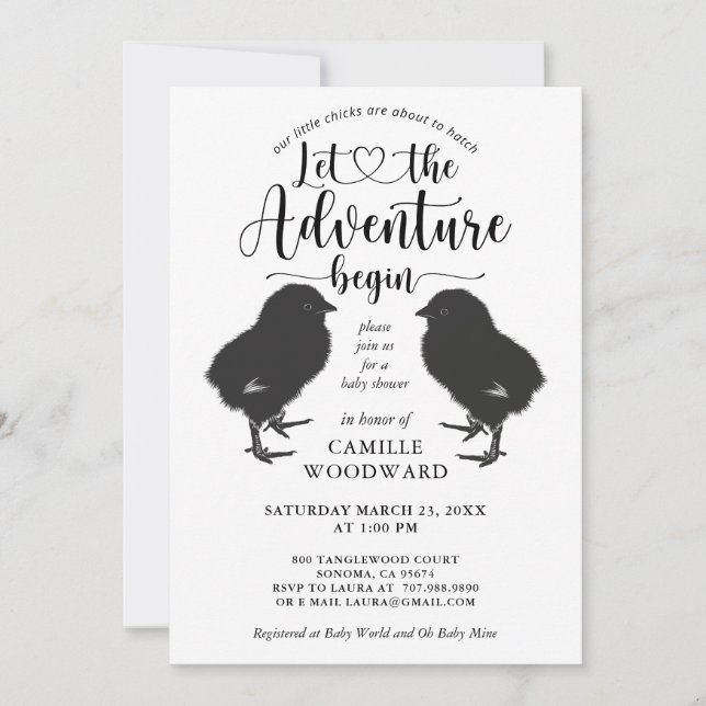 Twins Baby Chicks Baby shower Invitation (Devant)