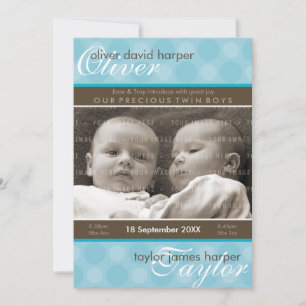 TWINS BABY DANKE: Harmonie 5P Dankeskarte
