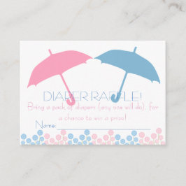 Twins Baby Dusche Regenschirm Diaper Raffle Ticket Begleitkarte