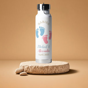 Twins Baby Footprints Name Trinkflasche