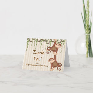 TWINS Baby Monkey Danke Note Card