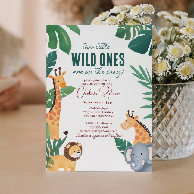 Twins Baby Safari Baby Dusche Einladung (Von Creator hochgeladen)
