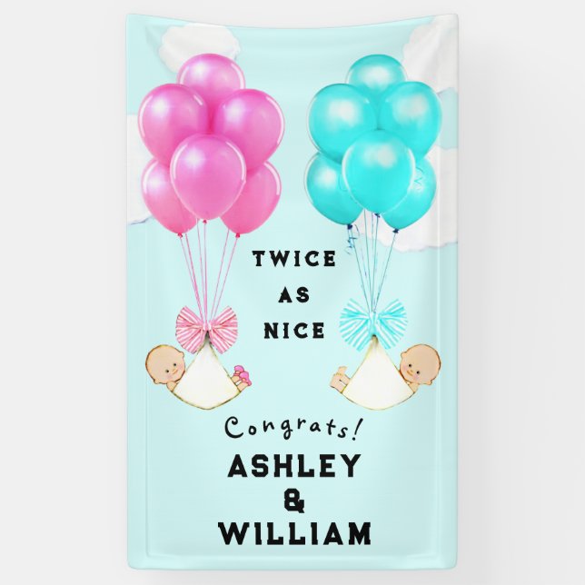 Twins Baby Shower Banner (Vertikal)