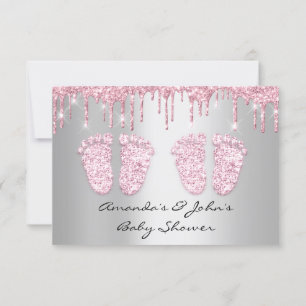 Twins Baby Shower Feet Glitzer Tropfen Girls Einladung