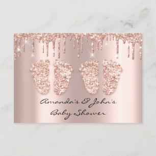 Twins Baby Shower Feet Rose Gold Tropfen Blush Einladung