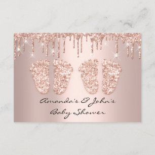 Twins Baby Shower Feet Rose Tropfen Girl Boy Einladung