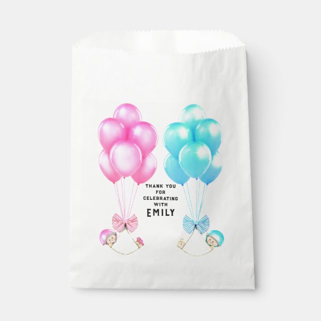 Twins Baby Shower Geschenktütchen (Vorderseite)