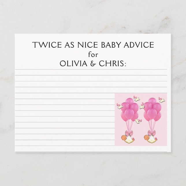 Twins Baby Shower Ideas Hinweiskarte (Vorderseite)