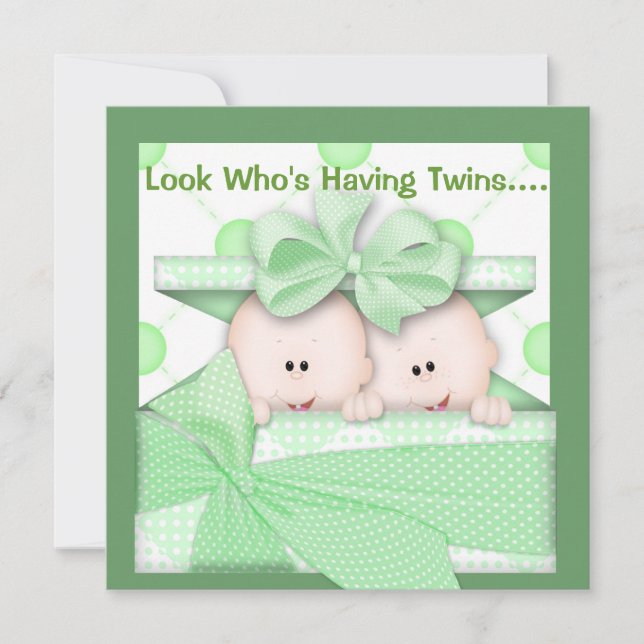 TWINS BABY SHOWER INVITATION NEUTRAL EINLADUNG (Vorderseite)