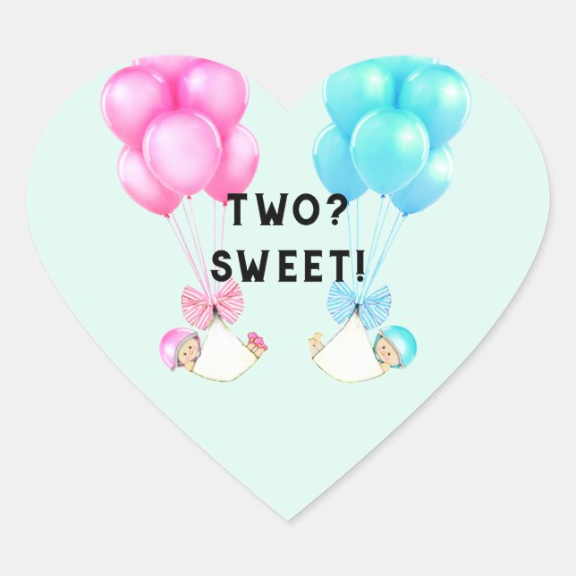 Twins Baby Showheft Herz-Aufkleber (Vorderseite)