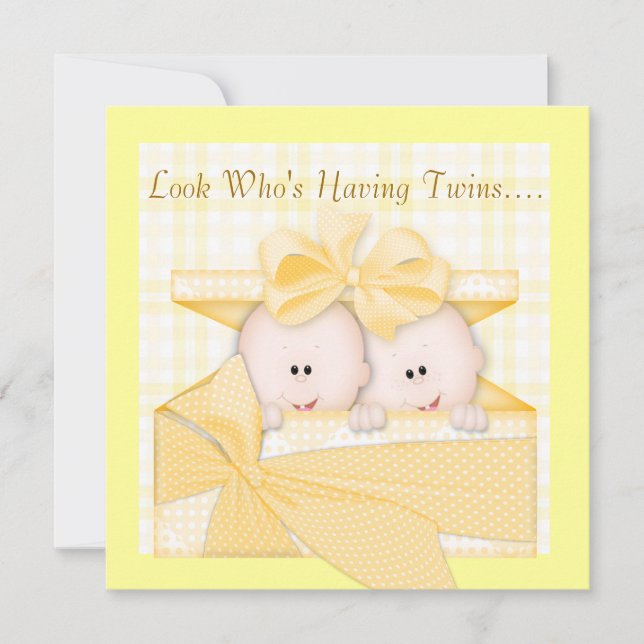 TWINS BABY ZEIGT NEUTRALGENDER INVITATION EINLADUNG (Vorderseite)