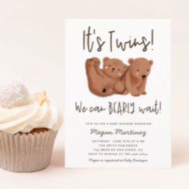 Twins Bear Baby Shower Einladung