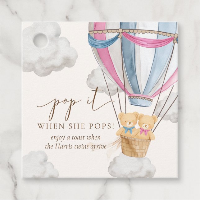 Twins Bearly Wait Teddy Bear Pop It When She Pops Geschenkanhänger (Vorderseite)