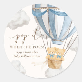 Twins Bearly Wait Teddy Bear Pop It When She Pops Runder Aufkleber