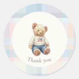 Twins Beary First Birthday Boy  Runder Aufkleber