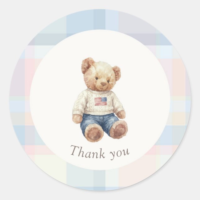 Twins Beary First Birthday Boy  Runder Aufkleber (Vorderseite)