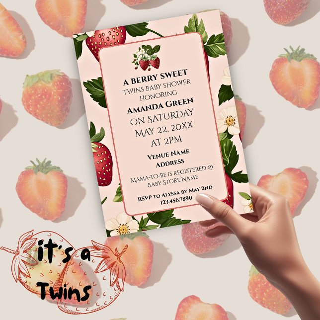 TWINS Berry Sweet Strawberry Einladung (TWINS Berry Sweet Strawberry Invitation)
